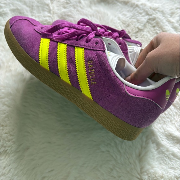 adidas Gazelle Suede Sneakers in Purple & Neon Yellow - Picture 7 of 7